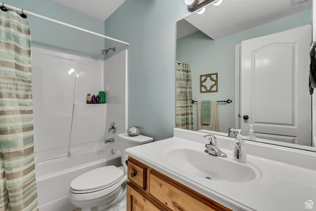 5414 W Island Creek Dr S, West Jordan, UT 84081 - bathroom with toilet, shower / tub combo with curtain, and vanity