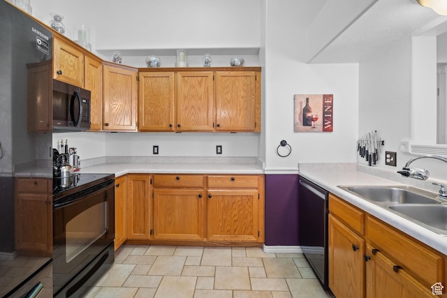 1512 N 1335 W, Orem, UT 84057 - kitchen with black appliances, a sink, light countertops, and brown cabinets
