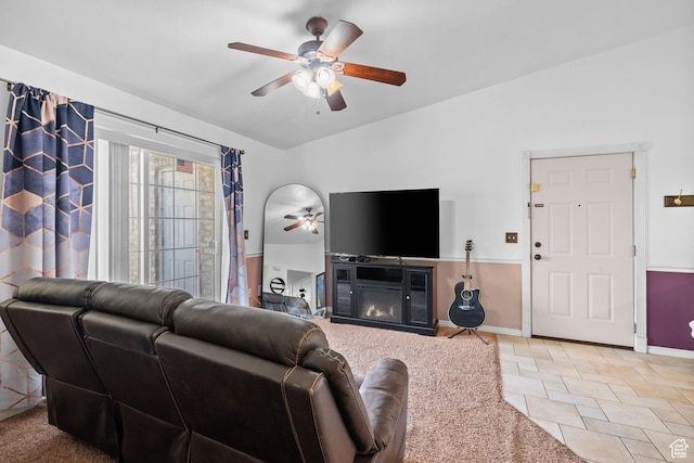 1512 N 1335 W, Orem, UT 84057 - living area featuring ceiling fan, baseboards, and a glass covered fireplace