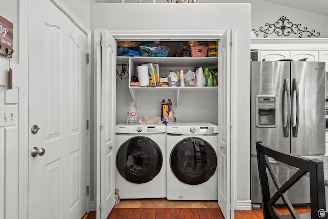 2142 Alaska Ave, Provo, UT 84606 - washroom featuring washing machine and dryer and wood finished floors