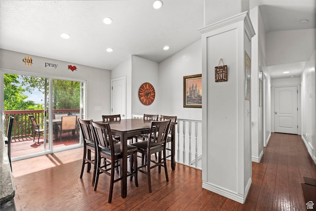 2142 Alaska Ave, Provo, UT 84606 - dining area featuring hardwood / wood-style flooring, recessed lighting, vaulted ceiling, and baseboards