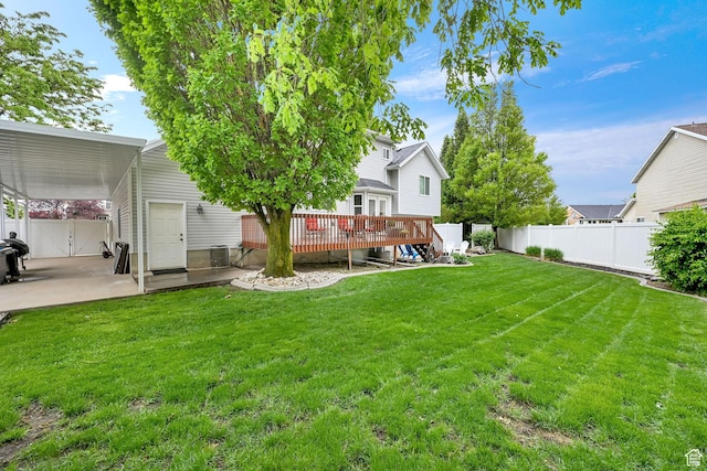 1780 N 800 E, North Ogden, UT 84414 - view of yard featuring a patio, a wooden deck, and central air condition unit