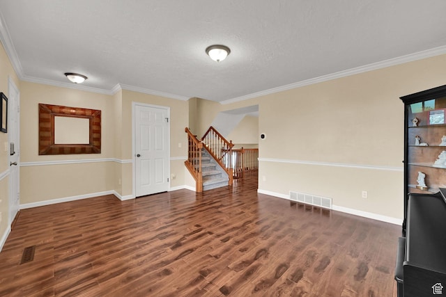 1780 N 800 E, North Ogden, UT 84414 - spare room featuring stairs, wood finished floors, crown molding, baseboards, and a textured ceiling