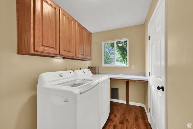 1780 N 800 E, North Ogden, UT 84414 - laundry room with cabinet space, washer and dryer, dark wood-type flooring, and baseboards