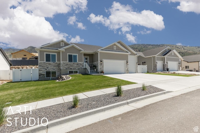 752 N Sunset Dr, Morgan, UT 84050 - view of front of home featuring a gate, driveway, a garage, stone siding, and board and batten siding