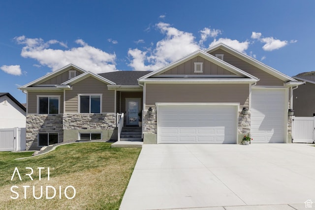 752 N Sunset Dr, Morgan, UT 84050 - craftsman inspired home featuring a garage, stone siding, board and batten siding, and concrete driveway