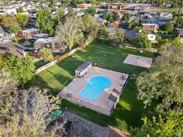 450 W Chokecherry Cir, Orem, UT 84058 - aerial view of property and surrounding area featuring nearby suburban area and a pool area