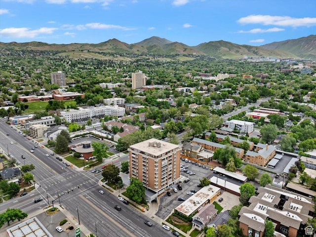 drone / aerial view of a mountainous background