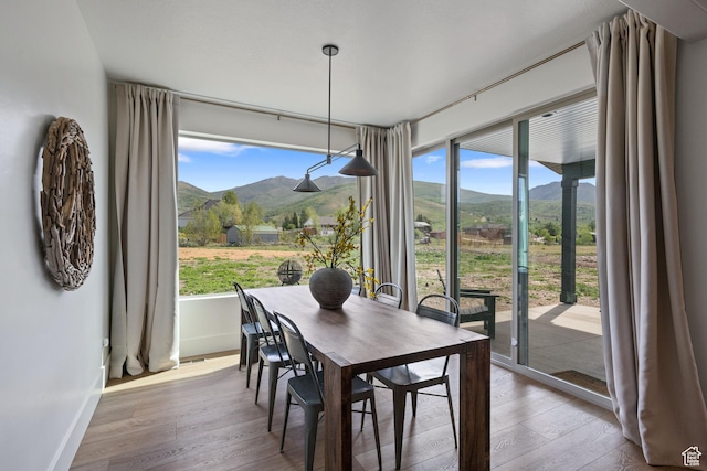 3232 E 5225 N, Eden, UT 84310 - dining space with a mountain view, wood finished floors, and baseboards