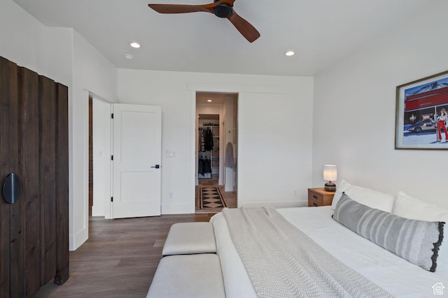 3232 E 5225 N, Eden, UT 84310 - bedroom with wood finished floors, recessed lighting, a ceiling fan, and baseboards