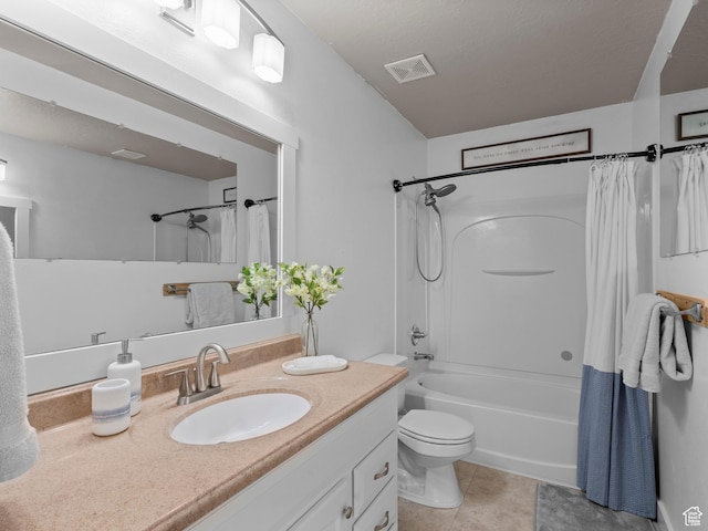1370 S 1500 W, Springville, UT 84663 - bathroom featuring vanity, shower / tub combo, toilet, and tile patterned floors