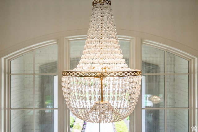 detailed view of a chandelier