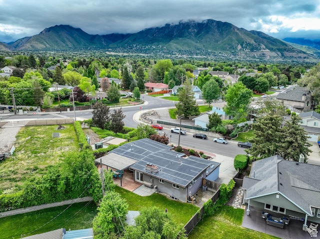aerial perspective of suburban area featuring mountains