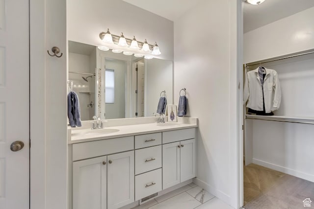 1343 N 3350 W, Provo, UT 84601 - full bathroom featuring baseboards, a shower, double vanity, and a spacious closet