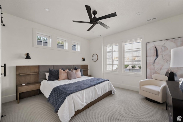 1565 N Overolook Ct, Farmington, UT 84025 - bedroom with carpet flooring, baseboards, a ceiling fan, and recessed lighting