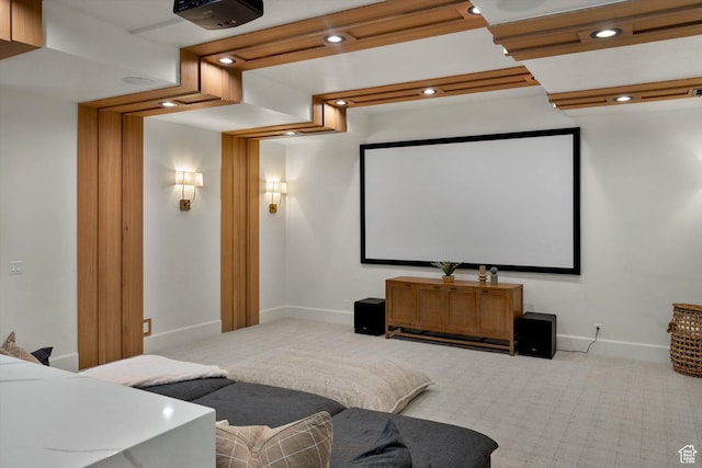 1565 N Overolook Ct, Farmington, UT 84025 - cinema room with carpet, baseboards, and recessed lighting