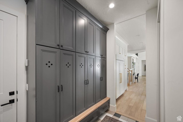 1565 N Overolook Ct, Farmington, UT 84025 - mudroom with baseboards, light wood finished floors, and recessed lighting