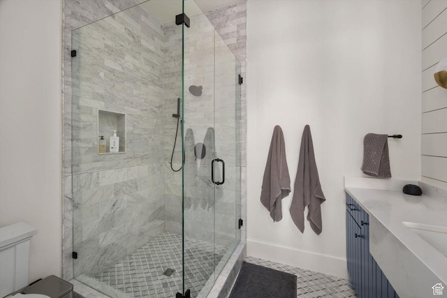 1565 N Overolook Ct, Farmington, UT 84025 - bathroom with a stall shower, toilet, and vanity