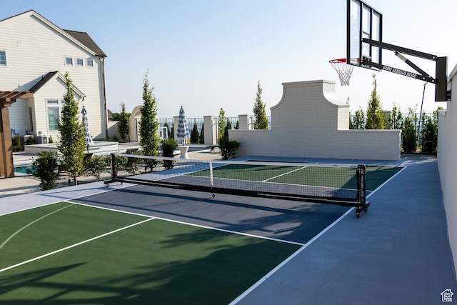 1565 N Overolook Ct, Farmington, UT 84025 - view of basketball court with a tennis court, fence, basketball court, and plenty of natural light