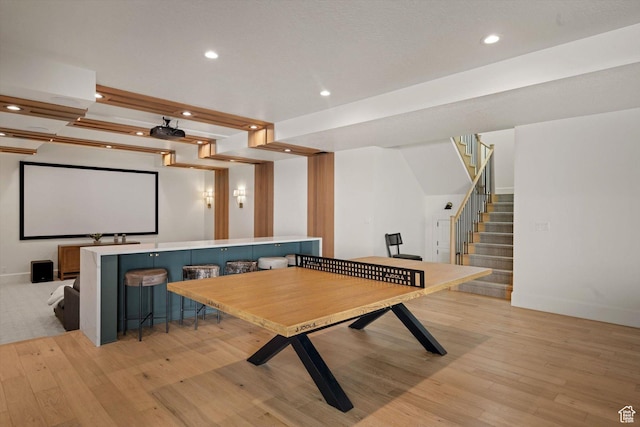 1565 N Overolook Ct, Farmington, UT 84025 - game room with light wood-type flooring, recessed lighting, and baseboards