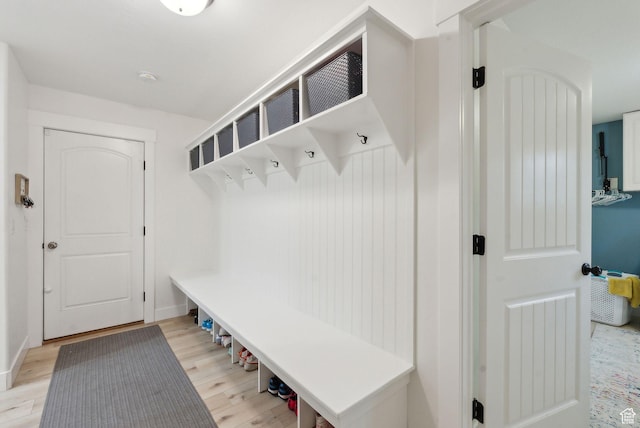 mudroom featuring light wood-style flooring