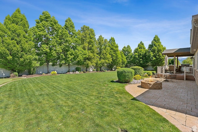 1737 S Kerrybrook Dr, Kaysville, UT 84037 - view of yard featuring a fire pit and a patio area