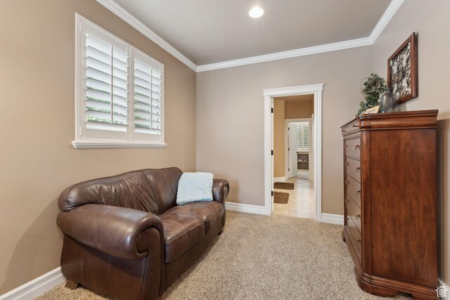 1737 S Kerrybrook Dr, Kaysville, UT 84037 - sitting room featuring ornamental molding, carpet flooring, and baseboards