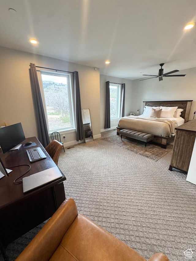 9351 E Acorn Cir Unit 921, Heber City, UT 84032 - carpeted bedroom featuring a desk, recessed lighting, and a ceiling fan