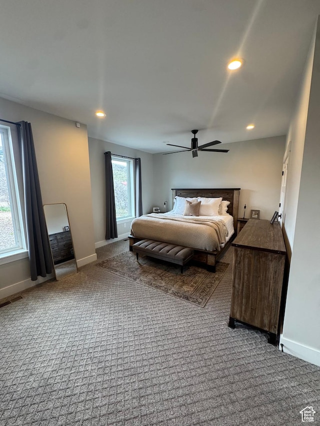 9351 E Acorn Cir Unit 921, Heber City, UT 84032 - carpeted bedroom with a ceiling fan and recessed lighting