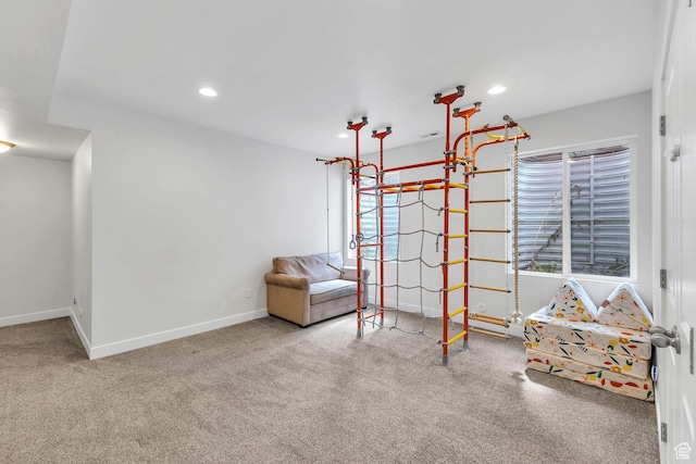 11386 S New Bern Way S, Jordan, UT 84009 - recreation room with carpet, baseboards, and recessed lighting