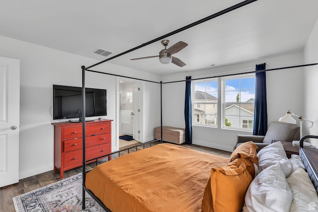 11386 S New Bern Way S, Jordan, UT 84009 - bedroom featuring wood finished floors, baseboards, ensuite bathroom, and ceiling fan