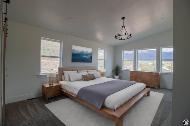 479 S 550 E, Wallsburg, UT 84082 - bedroom featuring baseboards, light colored carpet, vaulted ceiling, and a textured ceiling