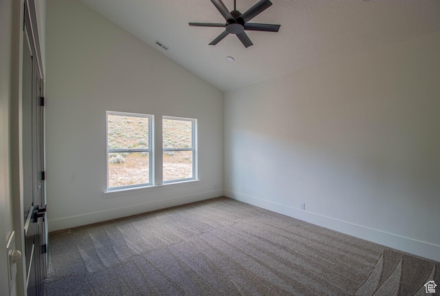 479 S 550 E, Wallsburg, UT 84082 - carpeted empty room with baseboards, a ceiling fan, and high vaulted ceiling