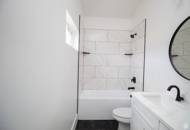 479 S 550 E, Wallsburg, UT 84082 - bathroom with marble finish flooring, toilet, vanity, and washtub / shower combination