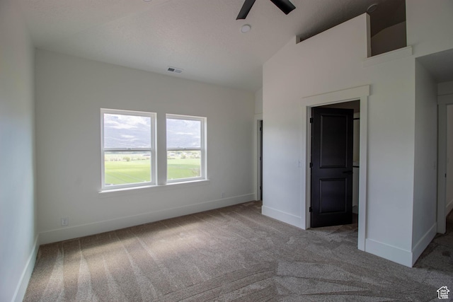 479 S 550 E, Wallsburg, UT 84082 - unfurnished bedroom with carpet floors, baseboards, lofted ceiling, and a ceiling fan