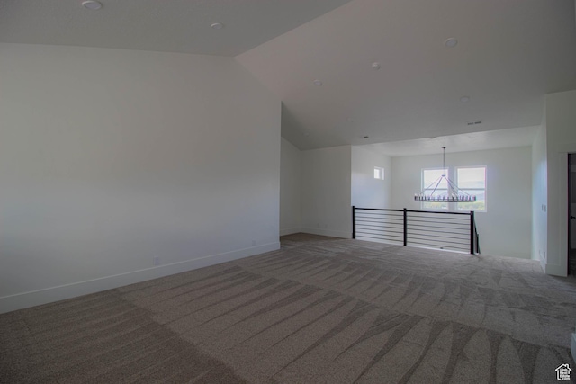 479 S 550 E, Wallsburg, UT 84082 - spare room with a chandelier, light carpet, baseboards, and lofted ceiling