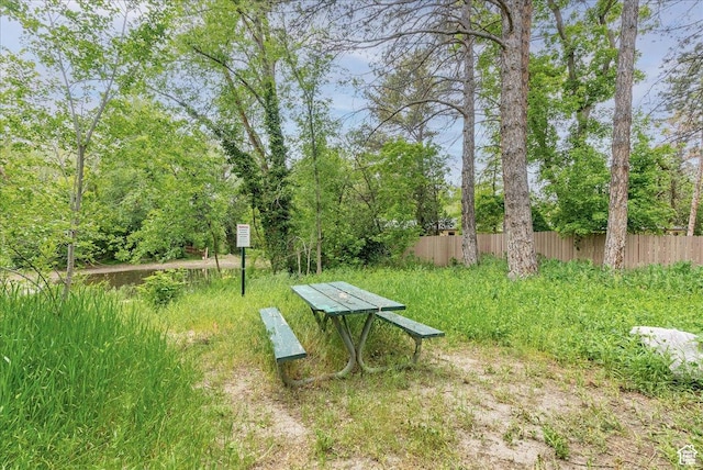 view of yard with fence