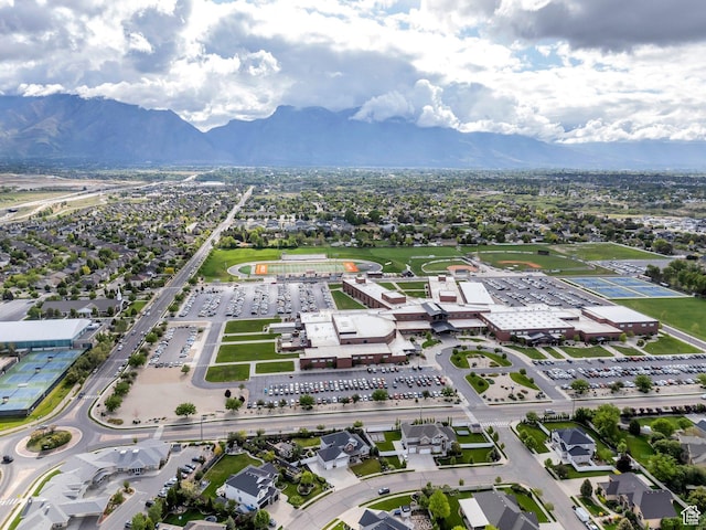 bird's eye view of a mountain backdrop