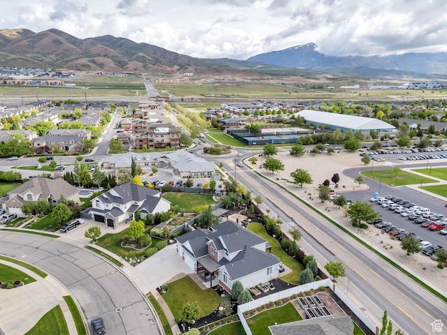 aerial perspective of suburban area featuring mountains