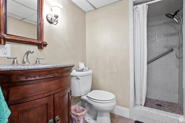 7479 S Randall Cir, Midvale, UT 84047 - bathroom featuring toilet, a shower stall, vanity, and tile patterned flooring