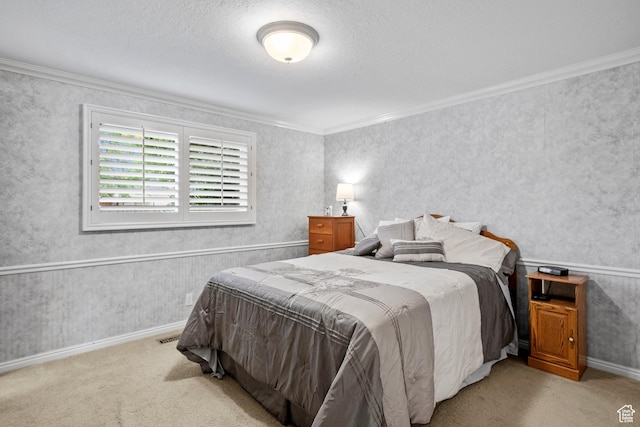 7479 S Randall Cir, Midvale, UT 84047 - bedroom with crown molding, carpet floors, baseboards, and a textured ceiling