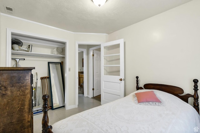 bedroom with ornamental molding