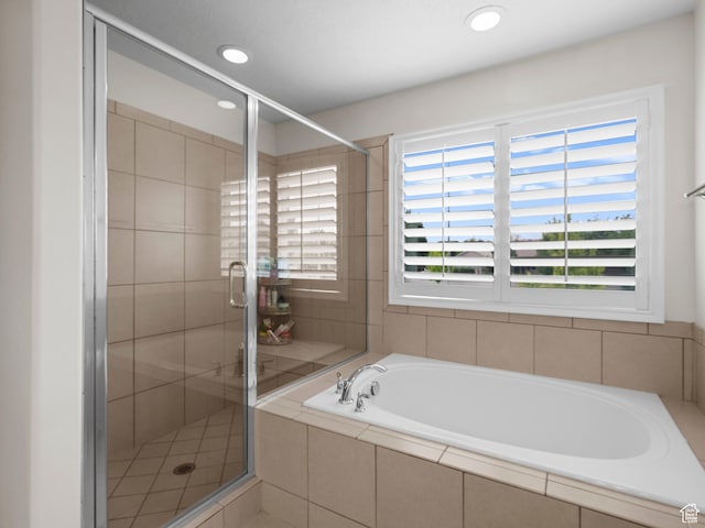 3388 W Rocky Peak Way S, Jordan, UT 84095 - full bathroom with a garden tub, a stall shower, and recessed lighting
