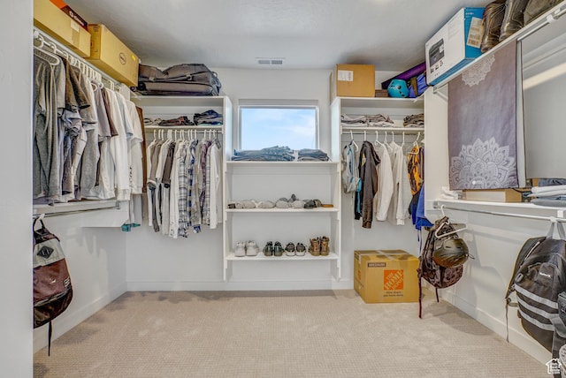 walk in closet featuring carpet