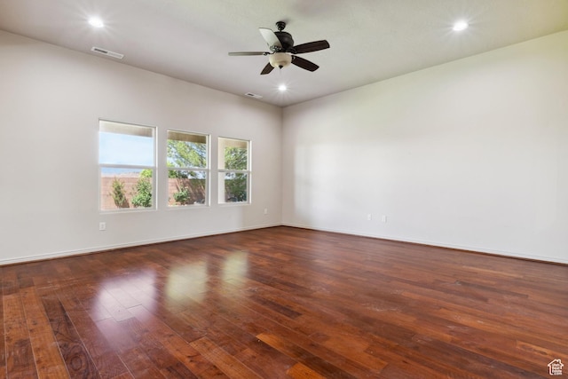 417 E Stonehedge Cir, Washington, UT 84780 - empty room featuring wood finished floors, a ceiling fan, recessed lighting, and baseboards