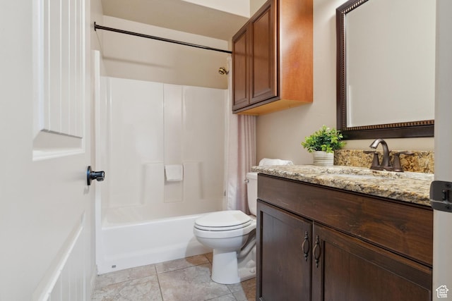 417 E Stonehedge Cir, Washington, UT 84780 - full bath featuring vanity, toilet, shower / tub combo with curtain, and tile patterned flooring