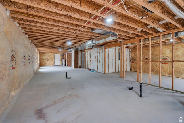 view of unfinished basement