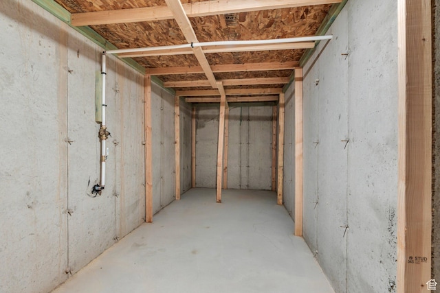 view of unfinished basement