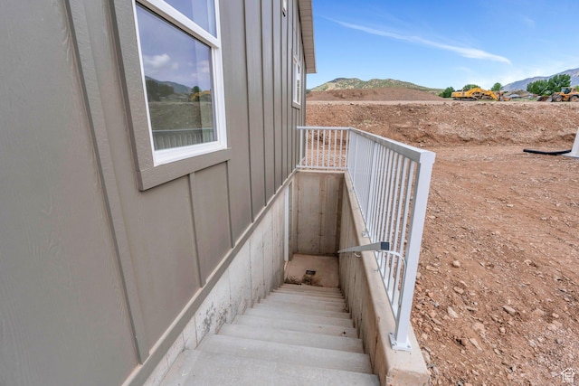 stairway with a mountain view