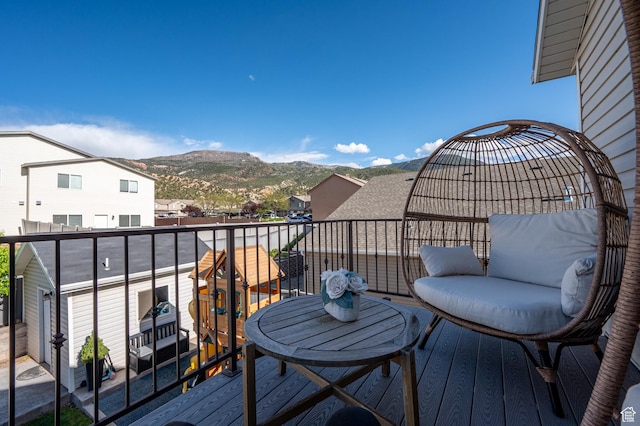 balcony with a mountain view